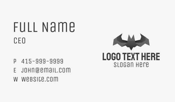 Bat Origami Art Business Card Design Image Preview