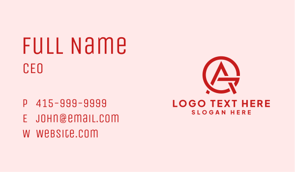 Red A & G Monogram Business Card Design Image Preview