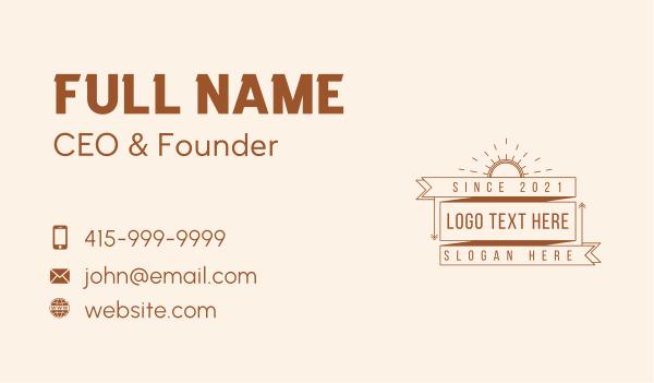 Hipster Sunburst Banner Business Card Design