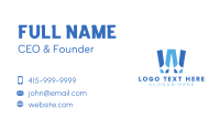 Blue Shiny Letter W Business Card Design