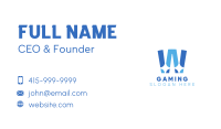 Blue Shiny Letter W Business Card Design