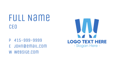 Blue Shiny Letter W Business Card