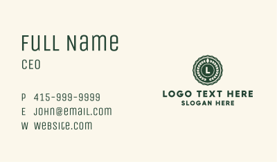 Green Leaf Laurel Letter Business Card Image Preview