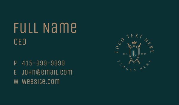 Crown Shield Sword Business Card Design Image Preview