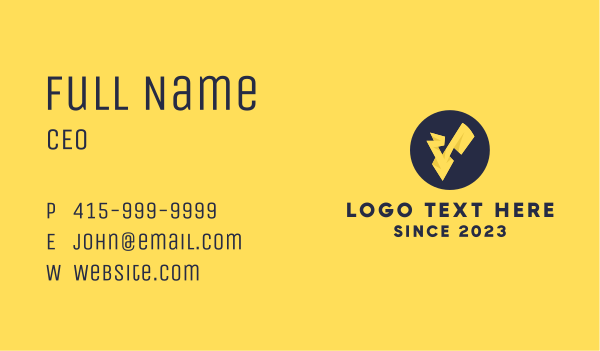 Yellow Voltage Letter V Business Card Design Image Preview