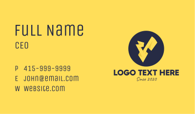 Yellow Voltage Letter V Business Card