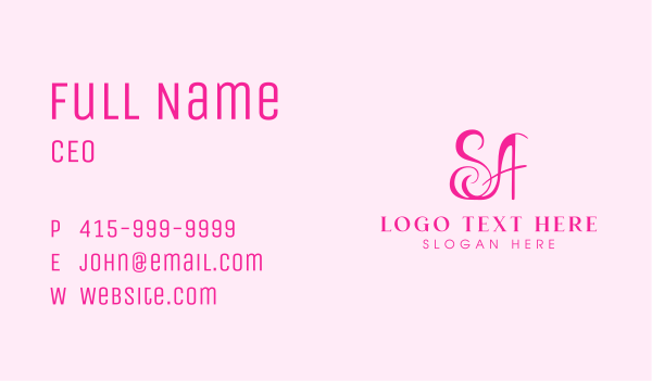 Fashion S & A Monogram Business Card Design Image Preview
