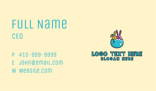 Easter Egg Rabbits  Business Card Design Image Preview