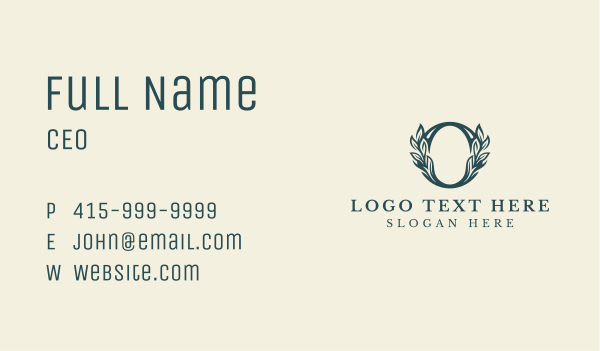 Green Leaf Letter O Business Card Design Image Preview