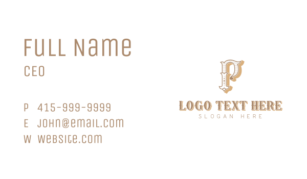 Elegant Boutique Letter P Business Card Design Image Preview