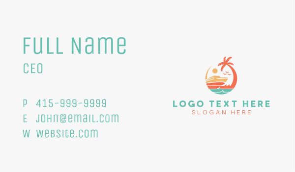 Tropical Beach Summer Tour Business Card Design Image Preview