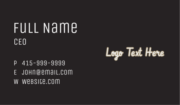 Funky Retro Wordmark Business Card Design Image Preview