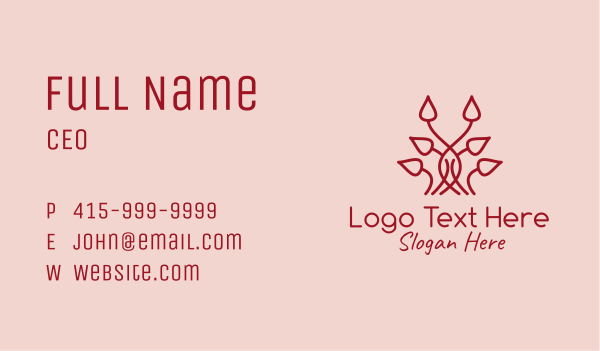 Red Symmetrical Vines Business Card Design Image Preview