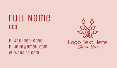 Red Symmetrical Vines Business Card Image Preview
