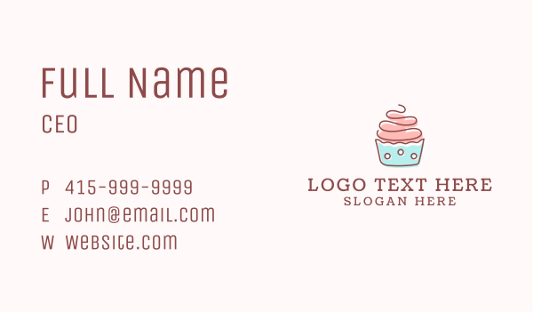 Dainty Cupcake Dessert Business Card Design