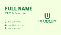 Green Organic Letter U Business Card Image Preview