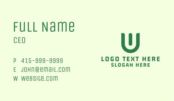 Green Organic Letter U Business Card Design Image Preview