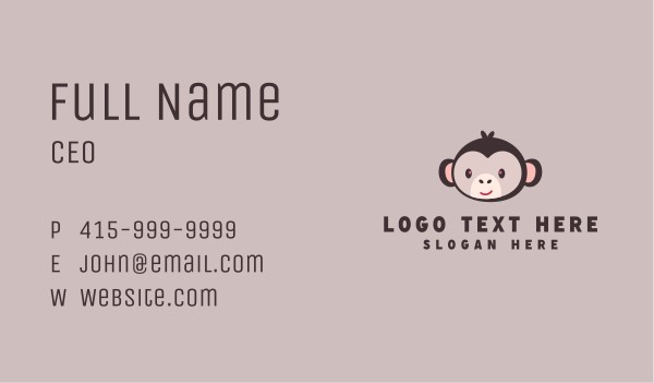 Brown Smiling Monkey  Business Card Design Image Preview