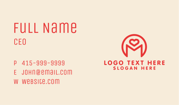 Monoline Heart Letter M Business Card Design Image Preview