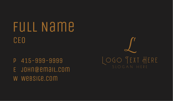 Golden Fashion Lettermark Business Card Design Image Preview