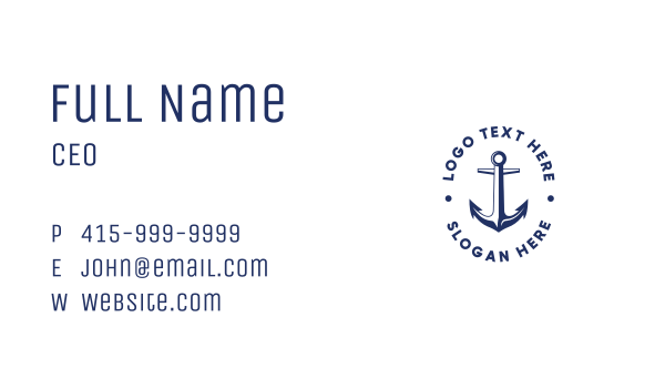 Nautical Sailing Anchor Business Card Design Image Preview