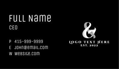 Monochrome Ampersand Lettering Business Card