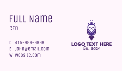 Purple Owl Stopwatch Business Card