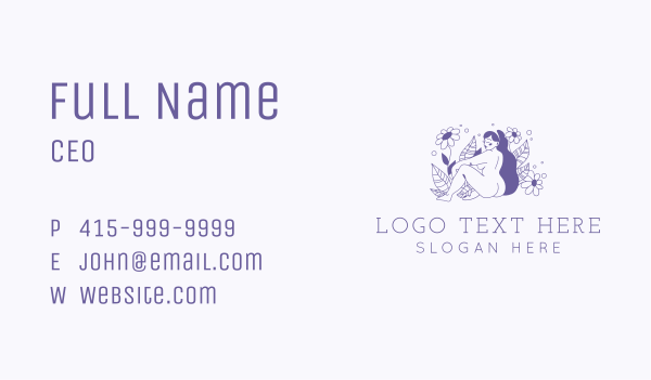 Violet Floral Sexy Woman Business Card Design Image Preview