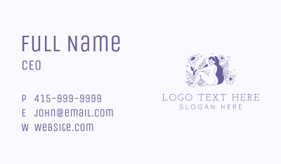 Violet Floral Sexy Woman Business Card Image Preview