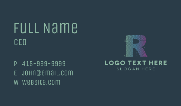 Modern Glitch Letter R Business Card Design Image Preview