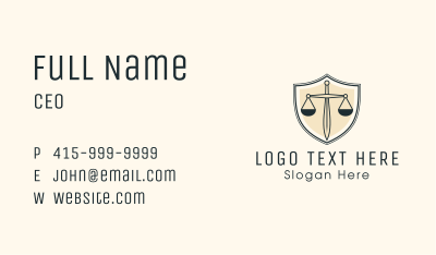 Justice Scale Shield Business Card Image Preview