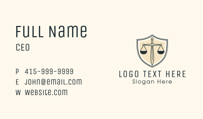 Justice Scale Shield Business Card