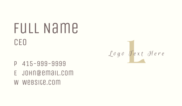Elegant Fashion Designer Lettermark Business Card Design Image Preview