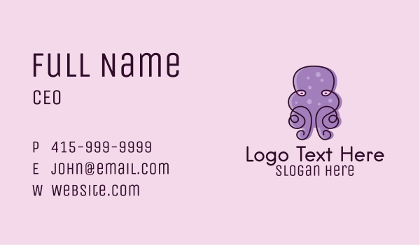 Purple Scribble Octopus  Business Card Design Image Preview