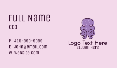 Purple Scribble Octopus  Business Card