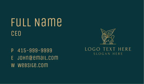 Luxury Winged Lion Business Card Design Image Preview
