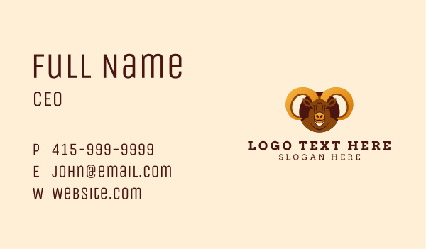 Wild Ram Horn  Business Card Design Image Preview