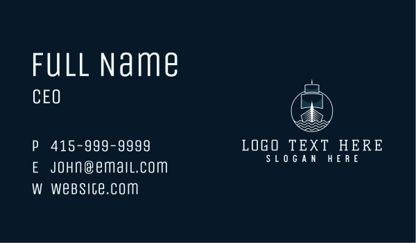 Sailing Battleship Circle Business Card Design Image Preview