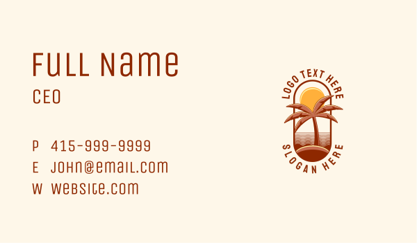Tropical Beach Vacation Business Card Design Image Preview