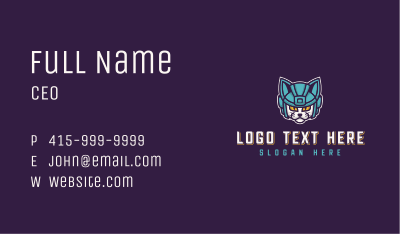 Helmet Cat Gaming Business Card Image Preview