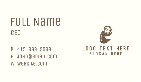 Wild Sloth Zoo Business Card Design Image Preview