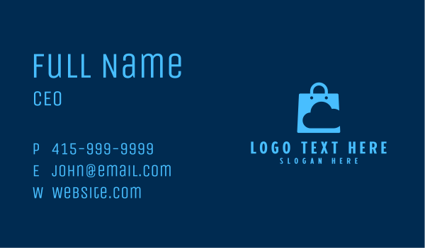Blue Data Cloud Shopping Business Card Design Image Preview