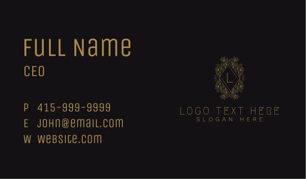 Gold Floral Ornament Letter Business Card Design Image Preview