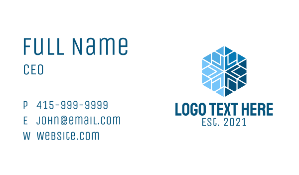 Blue Hexagon Snowflake  Business Card Design Image Preview