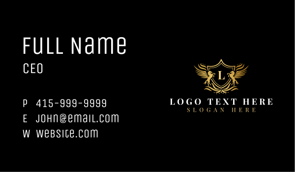 Luxury Pegasus Shield Business Card Design Image Preview
