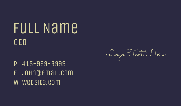 Minimalist Script Wordmark Business Card Design Image Preview