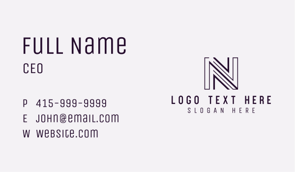 Startup Business Letter N  Business Card Design Image Preview