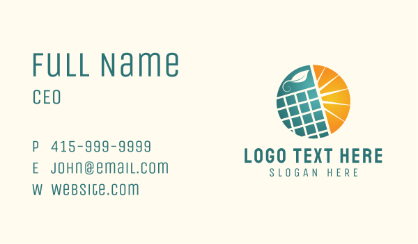 Natural Solar Panel Business Card Design Image Preview