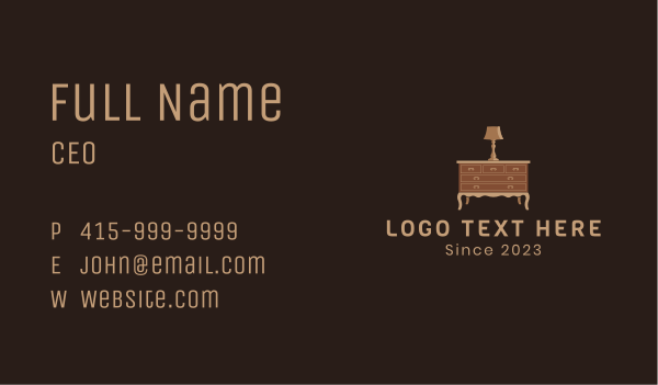 Antique Drawer Cabinet Lamp Business Card Design Image Preview