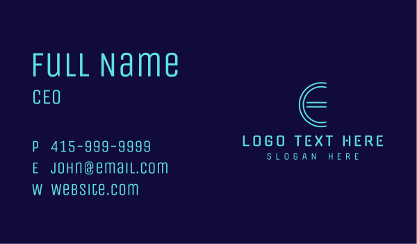 Cyber Letter E Business Card Design Image Preview